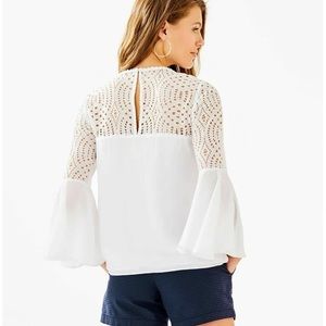 Lilly Pulitzer Amenna White Flounce Sleeve Top NWOT